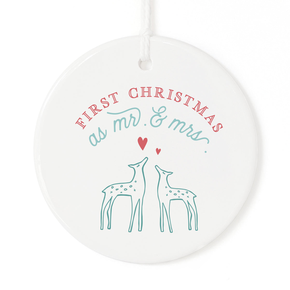First Christmas as Mr. and Mrs. with Deer Christmas Ornament from The Cotton & Canvas Co.