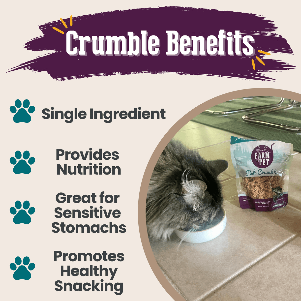 Fish Crumbles for Cats | 100% Protein Cat Treats