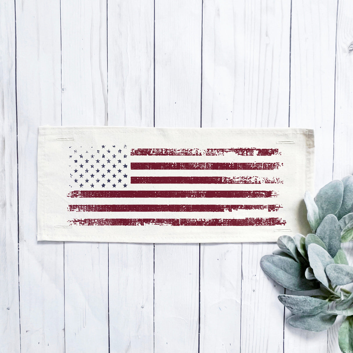 Holiday Panel: Summer American America Flag Vintage, White Wash, Fadded, Well Loved; OLD GLORY From PillowPanels