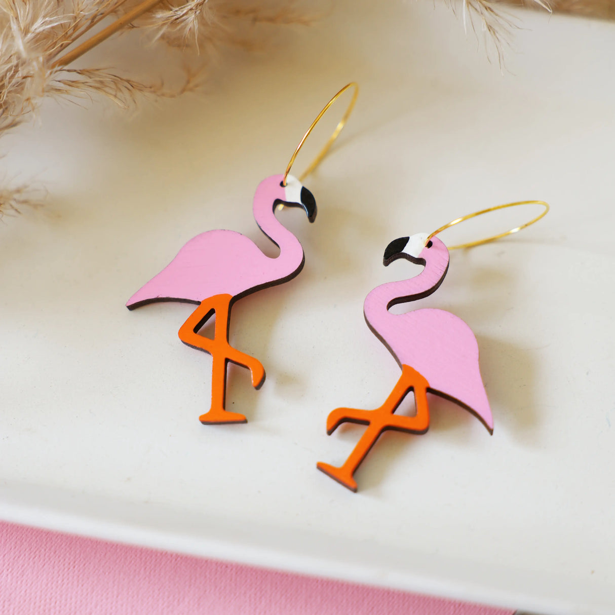 Pink Pastel Flamingo Hoops from LE CHIC MIAMI