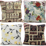 DaDa Bedding Set of 4 Pieces - Floral Garden Botanical Tapestry Throw Pillow Covers Bundle Pack - 16" x 16" from DaDalogy Bedding Collection