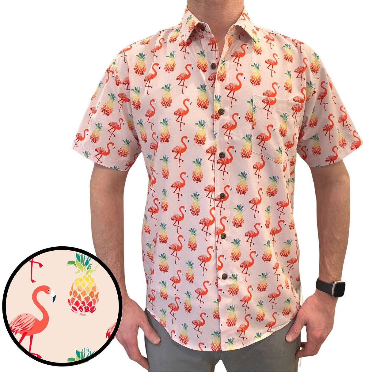Super Stretch - Floridian Flamingo Hawaiian Shirt from Tropical Bros