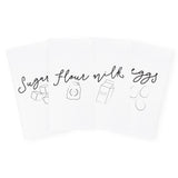 Milk, Flour, Sugar, Eggs Kitchen Tea Towel, 4-Pack