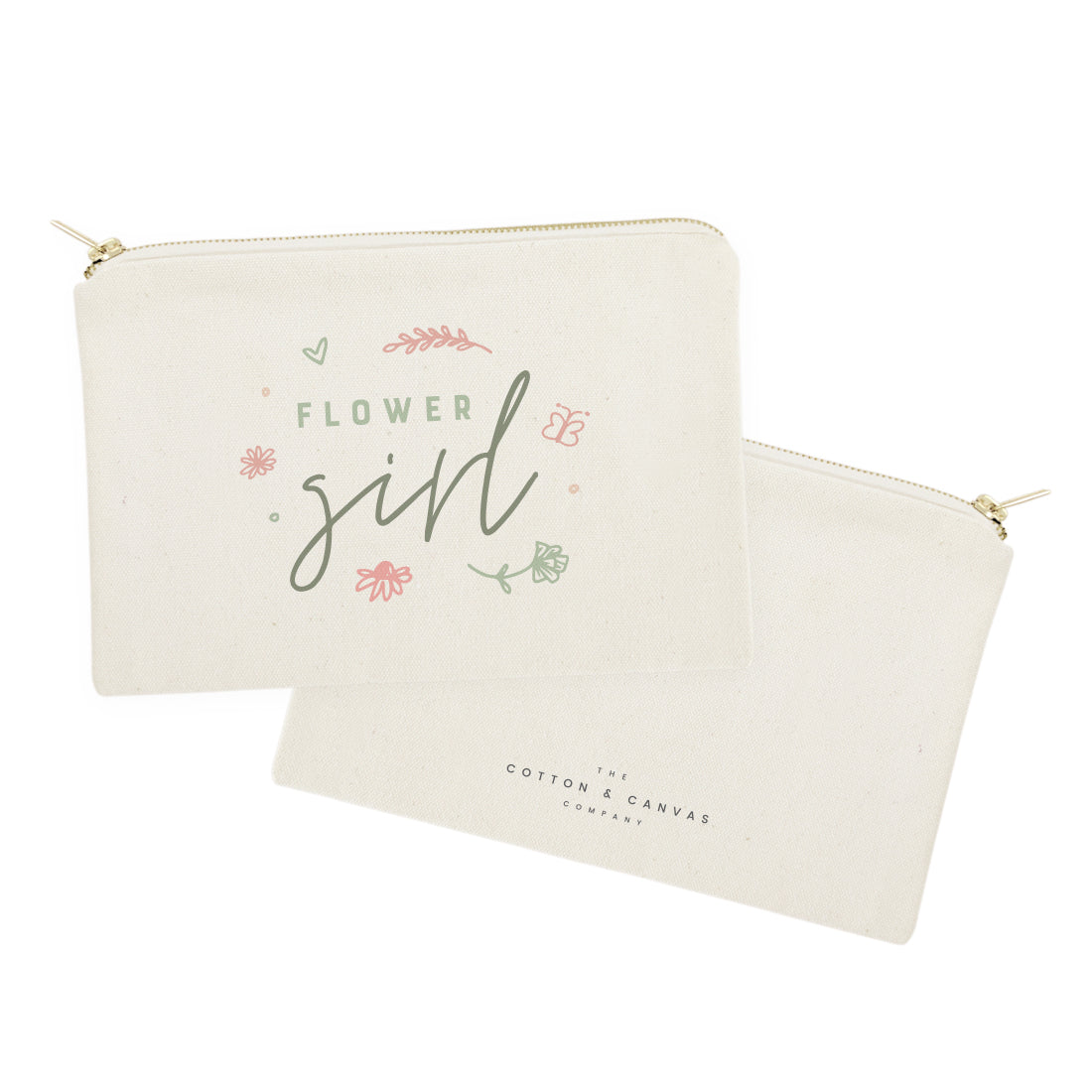 Floral Flower Girl Cotton Canvas Cosmetic Bag from The Cotton & Canvas Co.