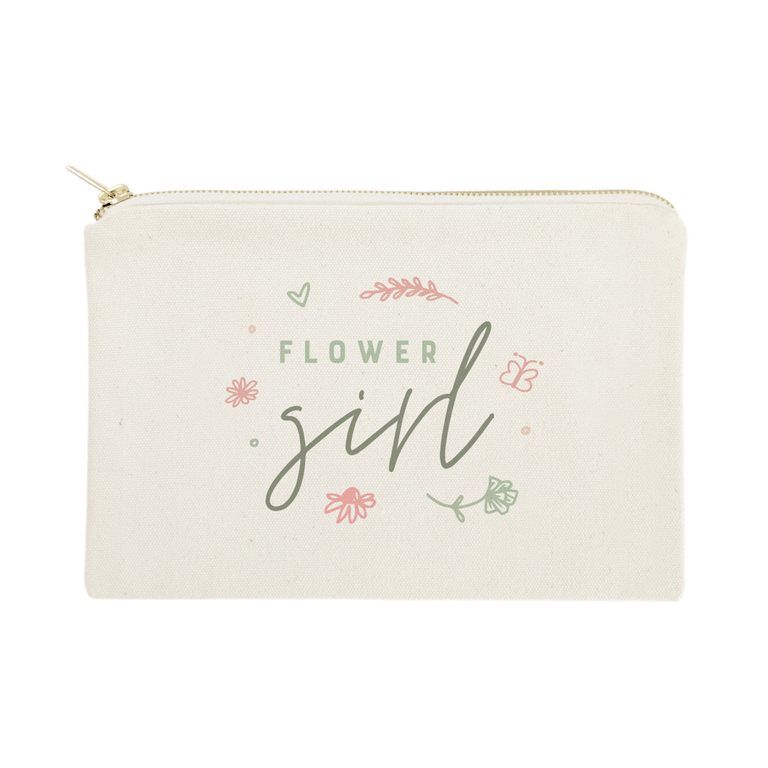 Floral Flower Girl Cotton Canvas Cosmetic Bag from The Cotton & Canvas Co.