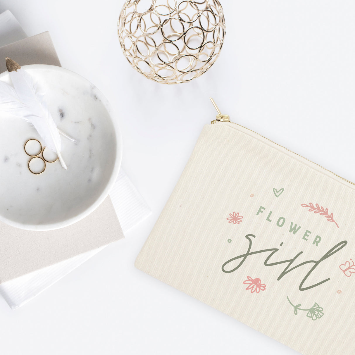 Floral Flower Girl Cotton Canvas Cosmetic Bag from The Cotton & Canvas Co.