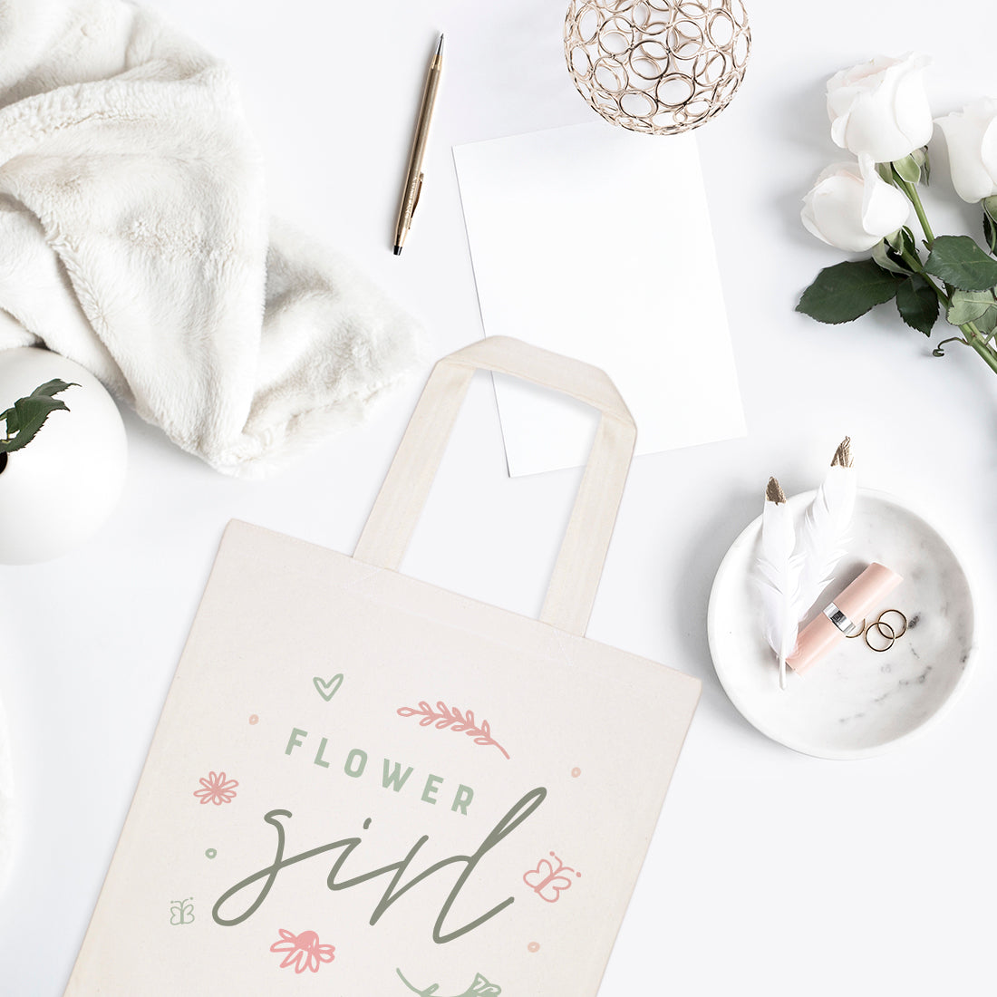 Floral Flower Girl Wedding Cotton Canvas Tote Bag from The Cotton & Canvas Co.