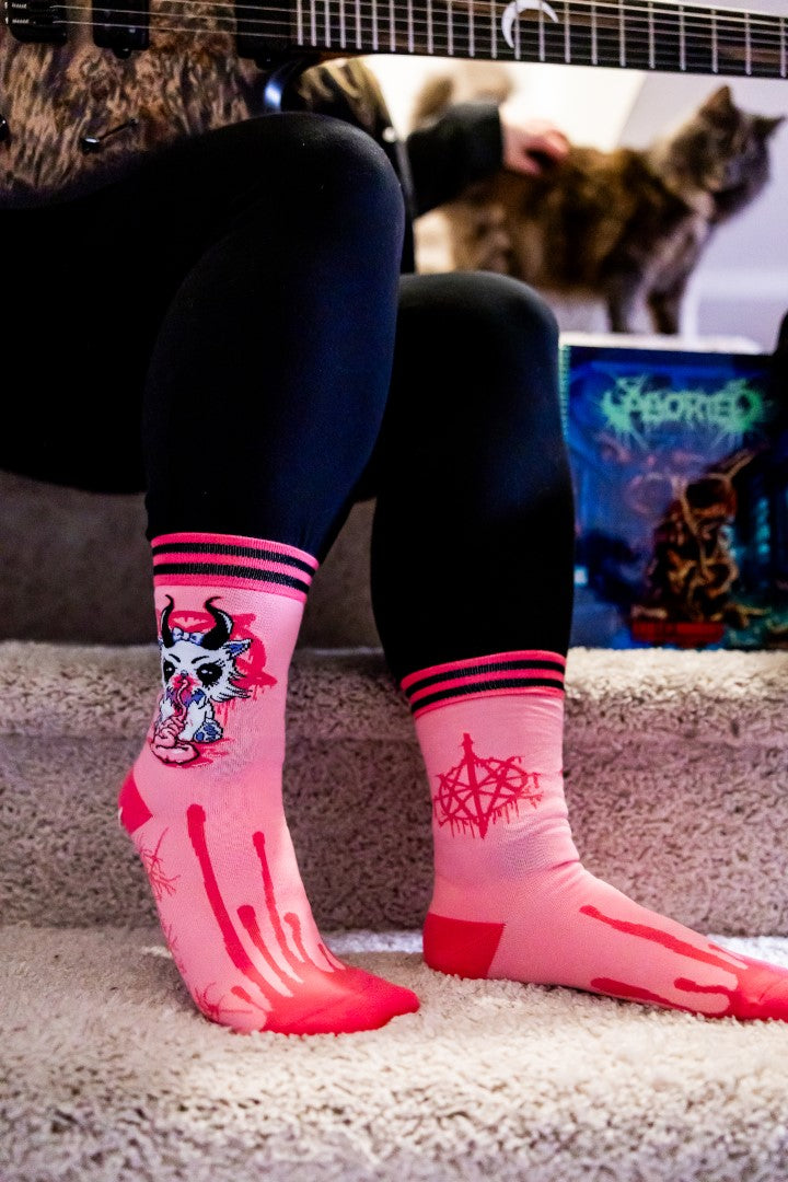 FootClothes x Aborted Bubblegum Death Kitty Crew Socks from FootClothes