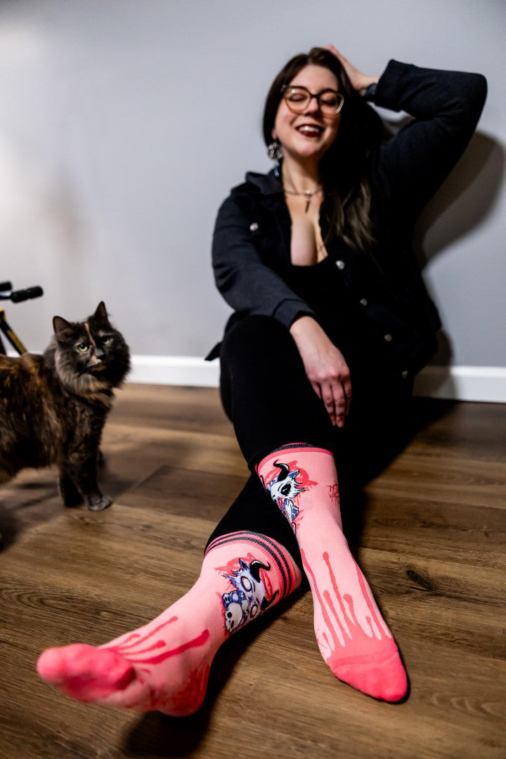 FootClothes x Aborted Bubblegum Death Kitty Crew Socks from FootClothes