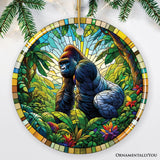 A Primate Safari Gorilla Stained Glass Style Ceramic Ornament, African Animals Christmas Gift and Decor from OrnamentallyYou