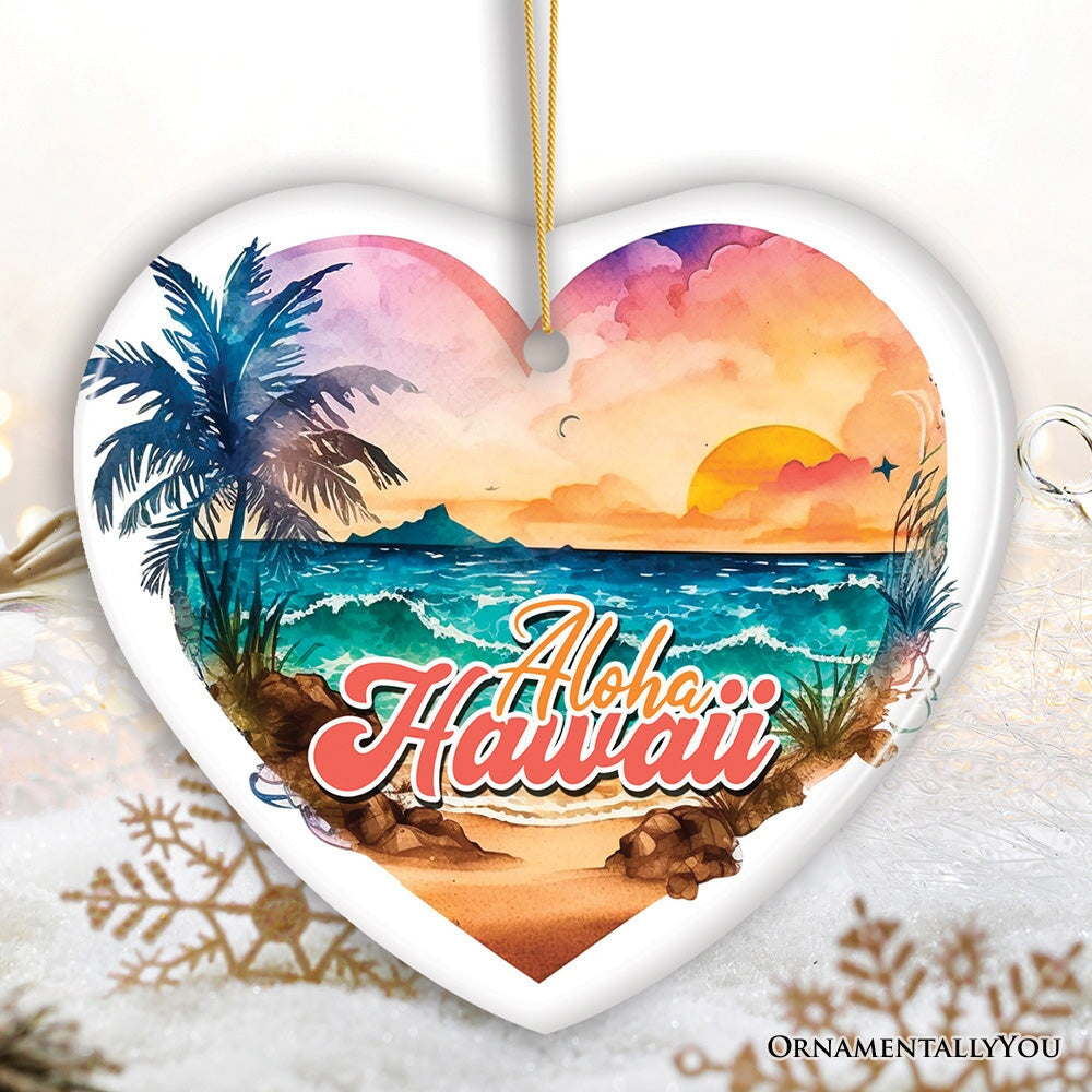 Aloha Hawaii Tropical Watercolor Beach Ornament, Nature Paradise Christmas Gift from OrnamentallyYou