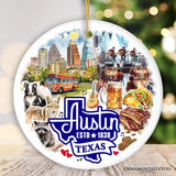 Artistic Austin Texas Christmas Ornament, Unique Ceramic Keepsake Souvenir and Gift from OrnamentallyYou
