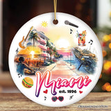 Artistic Miami Paradise Downtown Ornament, Unique and Cultural Florida Vacation Souvenir from OrnamentallyYou