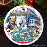 Artistic Portland City Ceramic Art Ornament, Oregon Souvenir and Christmas Gift from OrnamentallyYou