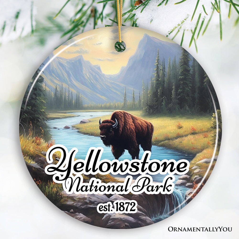 Artistic Yellowstone National Park Christmas Ornament, Gift for Nature Lovers from OrnamentallyYou