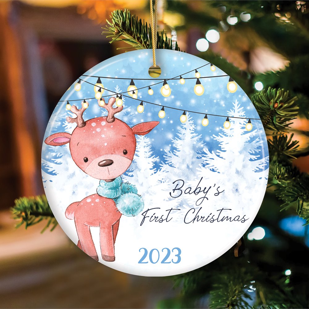 Baby's First Christmas Reindeer Girl and Boy Christmas Ornament from OrnamentallyYou