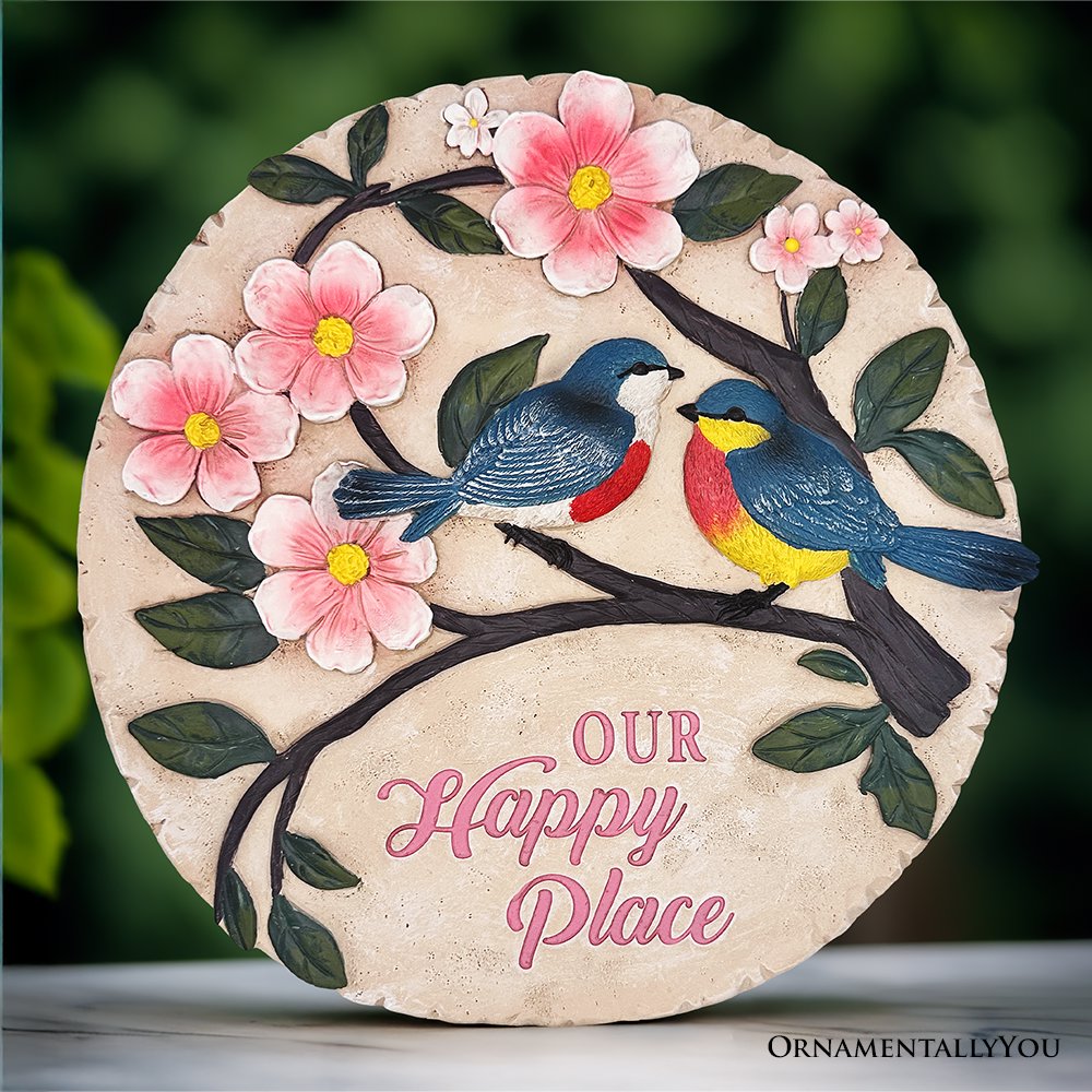 Blossoming Songbirds Positivity Stepping Stone, 9.5" Happiness Garden Decoration and Support Gift from OrnamentallyYou