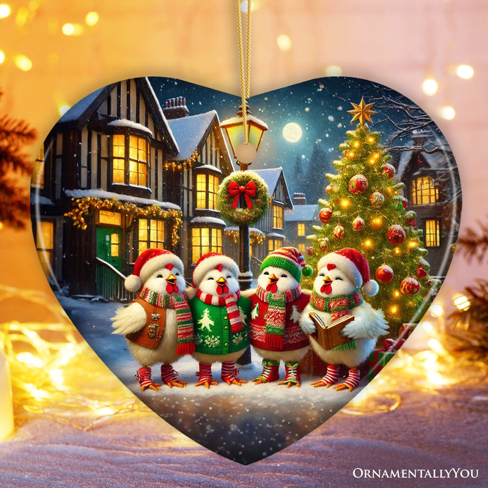 Delightful Victorian Chicken Carolers Ornament, Cozy Christmas Tree Decor from OrnamentallyYou