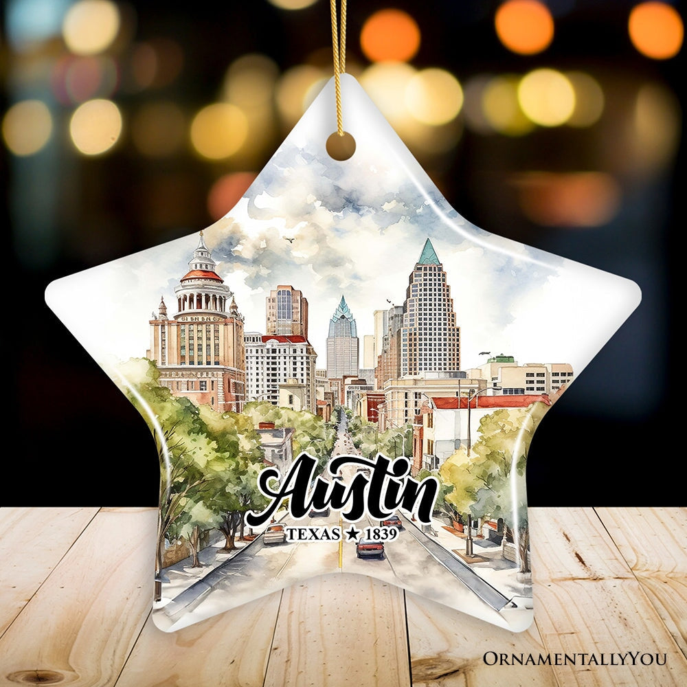 Artistic Austin Texas Christmas Ornament, Unique Ceramic Keepsake Souvenir and Gift from OrnamentallyYou