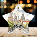 Artistic Austin Texas Christmas Ornament, Unique Ceramic Keepsake Souvenir and Gift from OrnamentallyYou