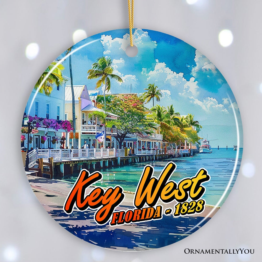 Artistic Key West Ceramic Ornament, Tropical Florida Vacation and Beach Paradise Christmas Souvenir from OrnamentallyYou