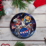 Artistic NASA Handcrafted Christmas Ornament, Astronaut in Outer Space with the Planets from OrnamentallyYou