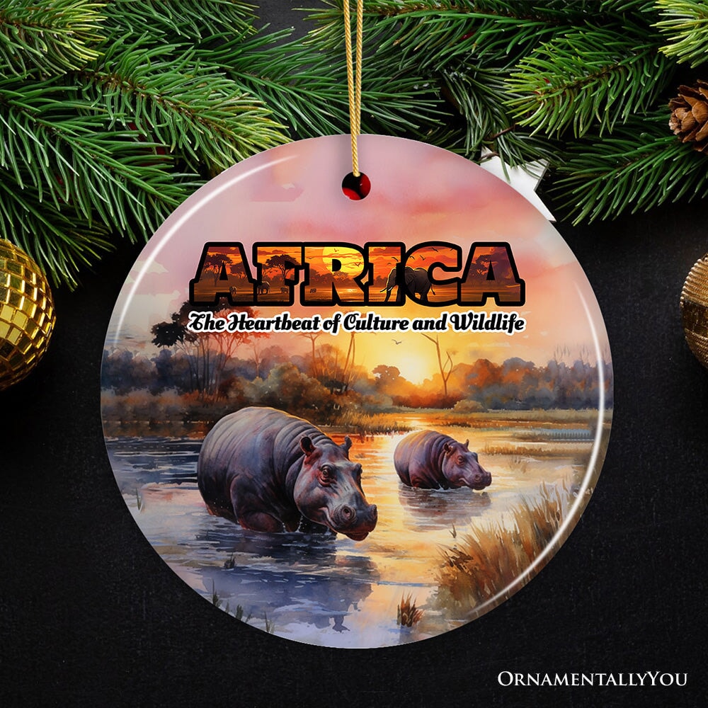 Artistic Natural Beauty of African Landscapes and Wildlife with Quotes Ornament, Christmas Gift or Travel Souvenir, Safari, Serengeti and Mount Kilimanjaro from OrnamentallyYou