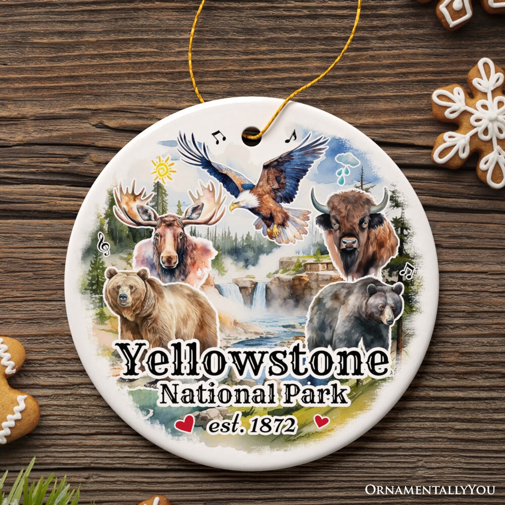Artistically Vibrant Yellowstone National Park Ornament, Wildlife and Nature Souvenir Gift from OrnamentallyYou