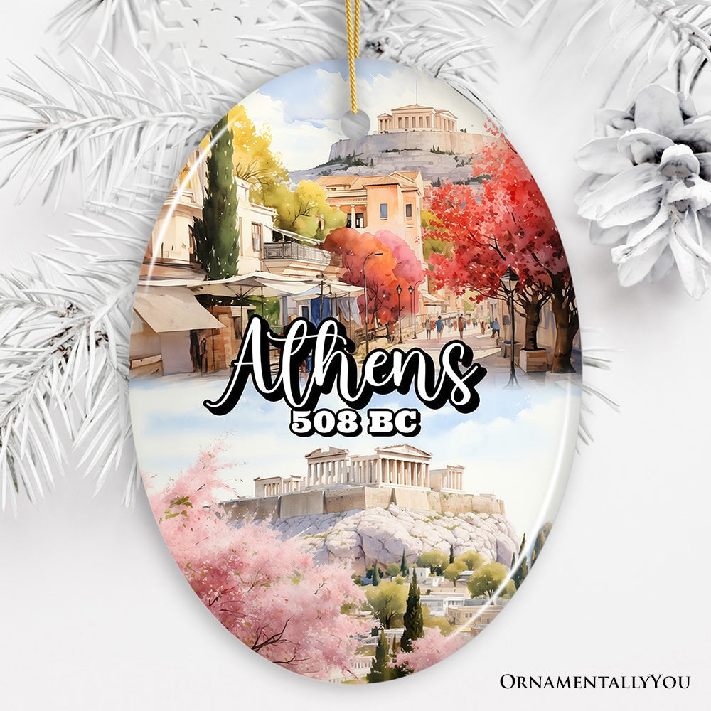 Athens Acropolis Historical Landmarks Ornament, Greek Artistic Heritage Christmas Gift and Travel Souvenir from OrnamentallyYou