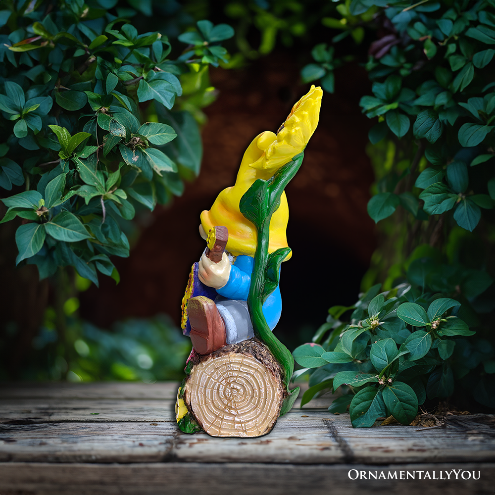 Bloom with Joy Sunflower Gnome 10" Garden Statue Figurine with Guitar, Spring and Summer Home Decoration from OrnamentallyYou