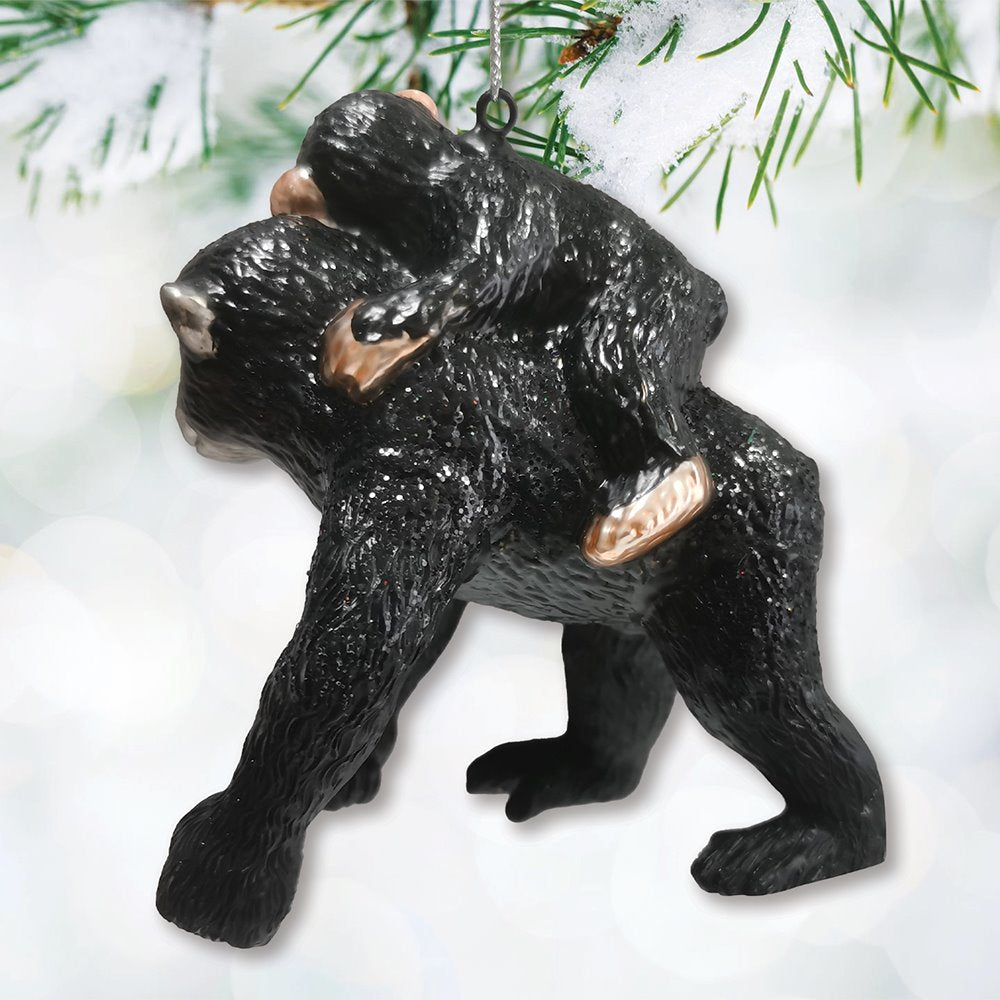 Charming Gorilla Family Kinship Glass Ornament, Mother and Baby Animal Christmas Tree Decor from OrnamentallyYou