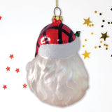 Cheerful Santa Head Sparkling Glass Christmas Ornament from OrnamentallyYou