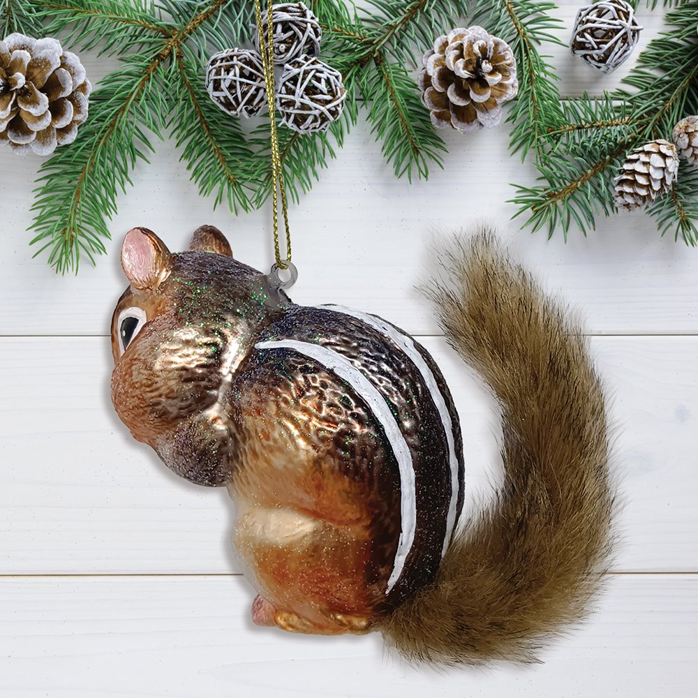 Chipmunk Glass Christmas Tree Ornament from OrnamentallyYou