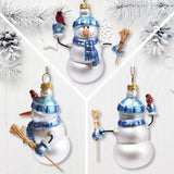 Classic Winter Snowman Set of 4 Glass Christmas Ornaments, Nostalgic Holiday Collection Set from OrnamentallyYou