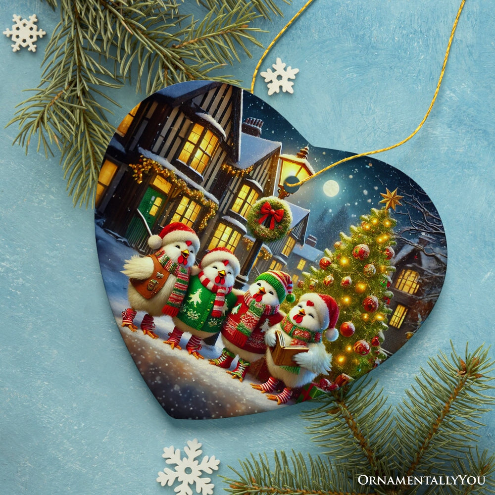 Delightful Victorian Chicken Carolers Ornament, Cozy Christmas Tree Decor from OrnamentallyYou
