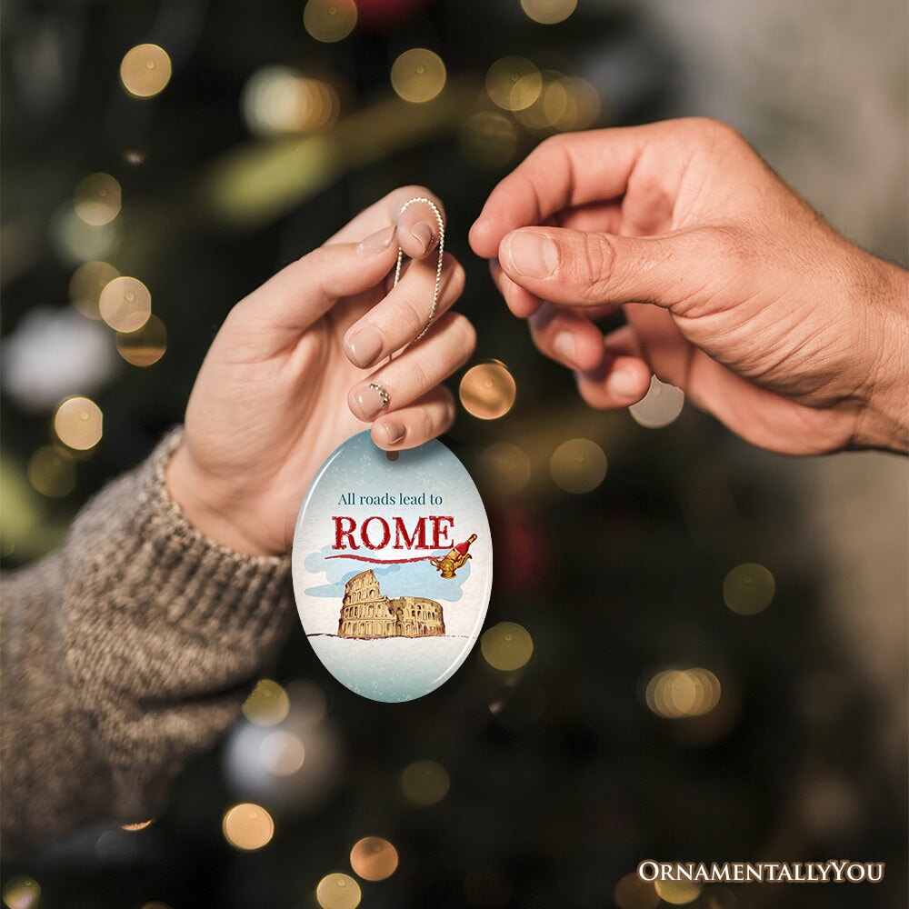 All Roads Lead to Rome Simple and Sophisticated Ornament, Italy Travel Gift from OrnamentallyYou