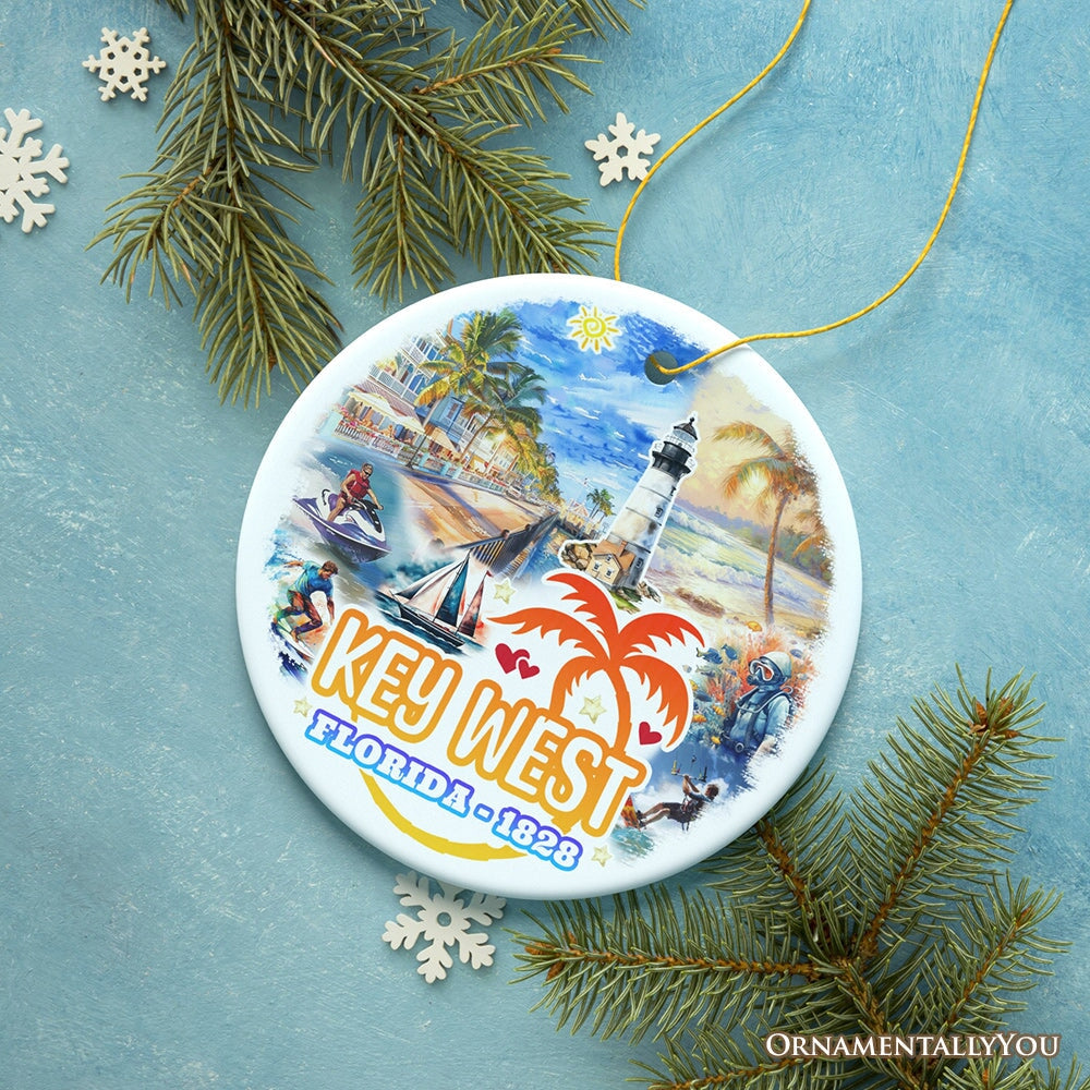 Artistic Key West Ceramic Ornament, Tropical Florida Vacation and Beach Paradise Christmas Souvenir from OrnamentallyYou