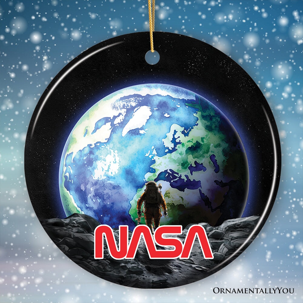 Artistic NASA Handcrafted Christmas Ornament, Astronaut in Outer Space with the Planets from OrnamentallyYou