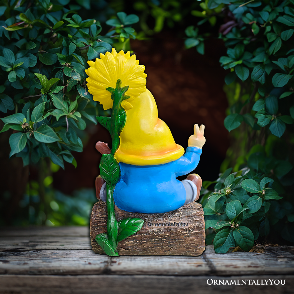 Bloom with Joy Sunflower Gnome 10" Garden Statue Figurine with Guitar, Spring and Summer Home Decoration from OrnamentallyYou