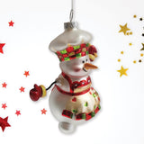 Cheerful Holiday Snowman Chef Glass Christmas Ornament from OrnamentallyYou