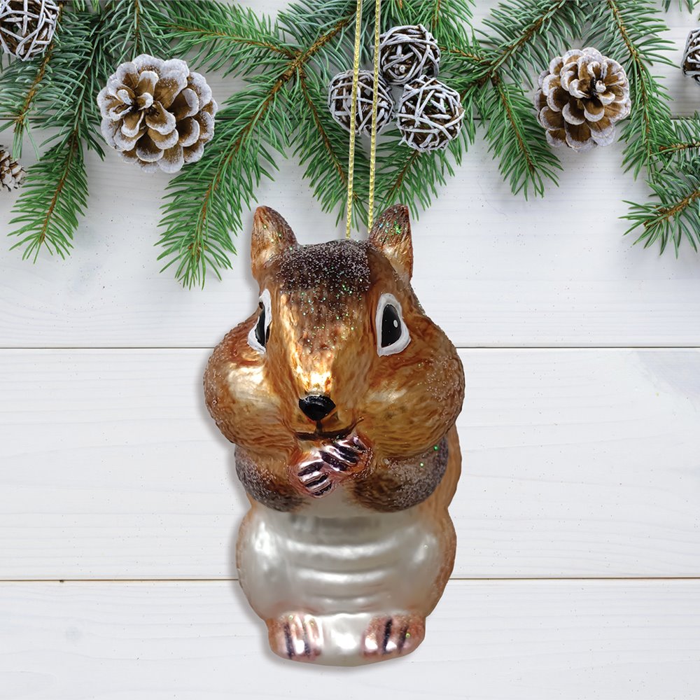 Chipmunk Glass Christmas Tree Ornament from OrnamentallyYou