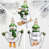 Classic Winter Snowman Set of 4 Glass Christmas Ornaments, Nostalgic Holiday Collection Set from OrnamentallyYou