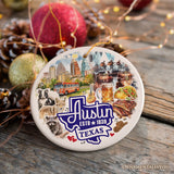 Artistic Austin Texas Christmas Ornament, Unique Ceramic Keepsake Souvenir and Gift from OrnamentallyYou