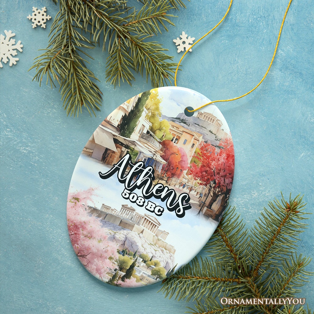 Athens Acropolis Historical Landmarks Ornament, Greek Artistic Heritage Christmas Gift and Travel Souvenir from OrnamentallyYou