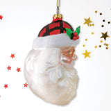 Cheerful Santa Head Sparkling Glass Christmas Ornament from OrnamentallyYou
