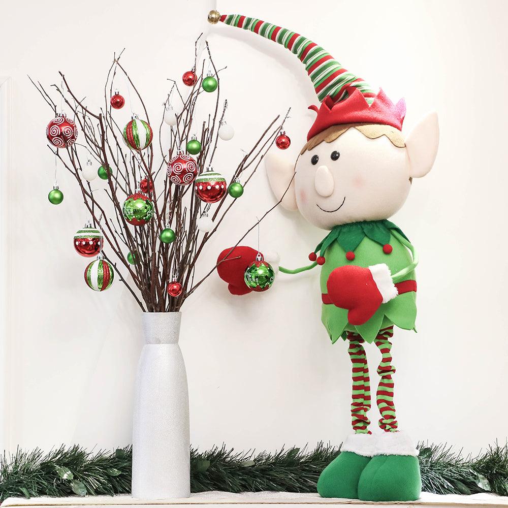 Elf Theme Christmas Ornament Set, 9 Baubles Green and Red from OrnamentallyYou