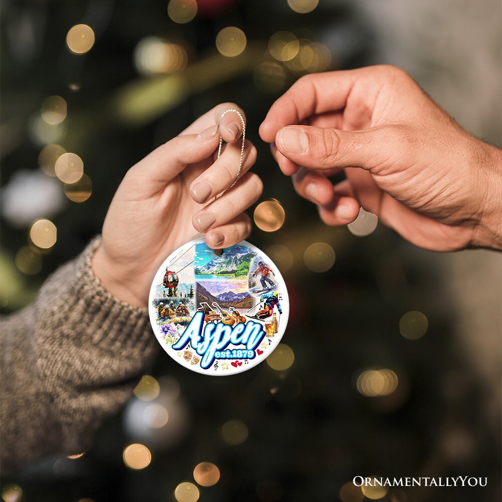Adventurous Aspen Colorado Ornament, Snow Mountains, Nature Traveler and Skiing Vacation Souvenir from OrnamentallyYou