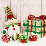 Elf Theme Christmas Ornament Set, 9 Baubles Green and Red from OrnamentallyYou