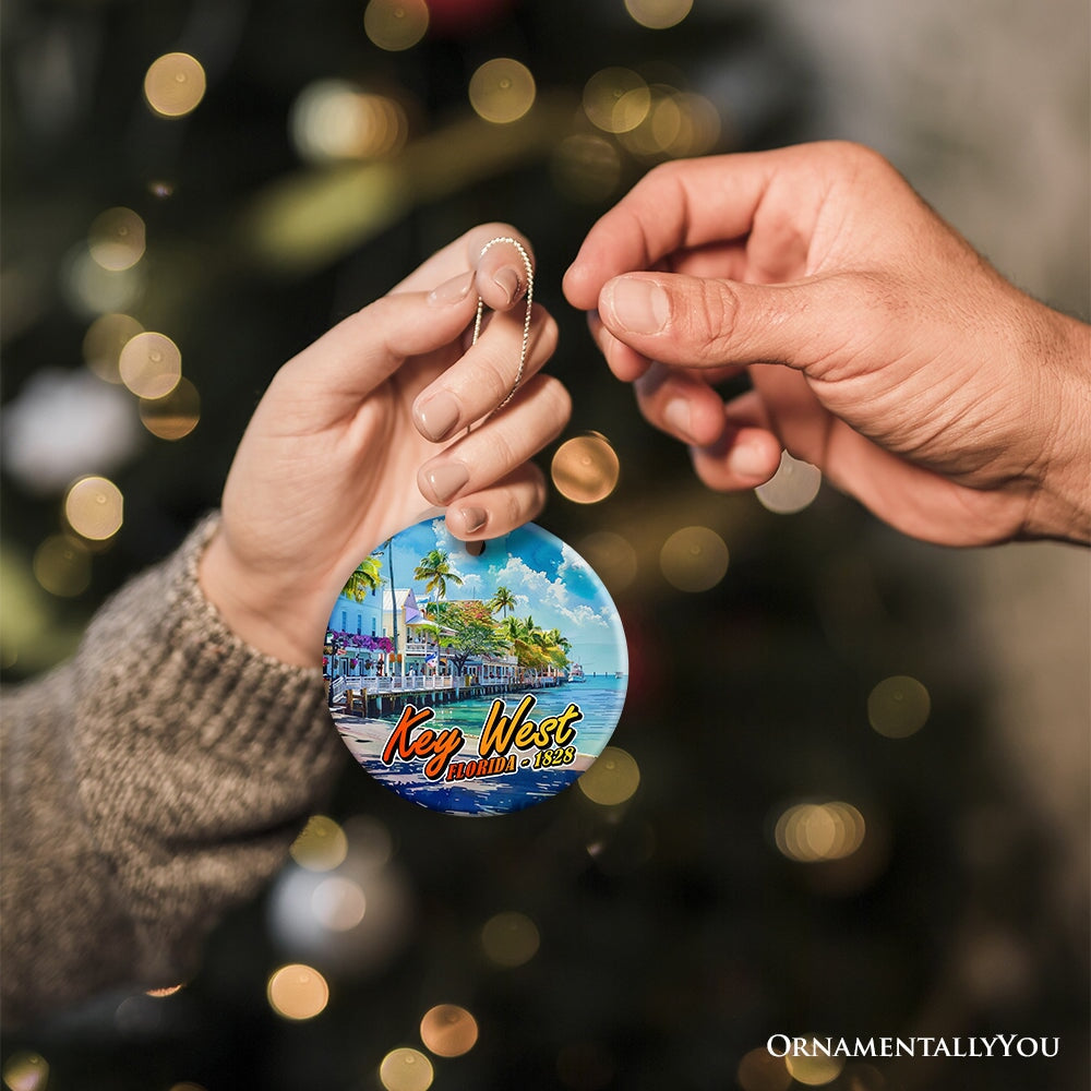 Artistic Key West Ceramic Ornament, Tropical Florida Vacation and Beach Paradise Christmas Souvenir from OrnamentallyYou