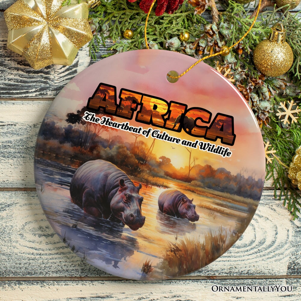 Artistic Natural Beauty of African Landscapes and Wildlife with Quotes Ornament, Christmas Gift or Travel Souvenir, Safari, Serengeti and Mount Kilimanjaro from OrnamentallyYou